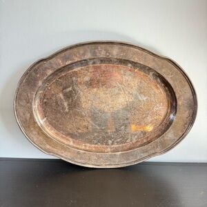 Gorham Vintage Large 20in Y217 Silver Soldered Oval Serving Tray Platter Dining